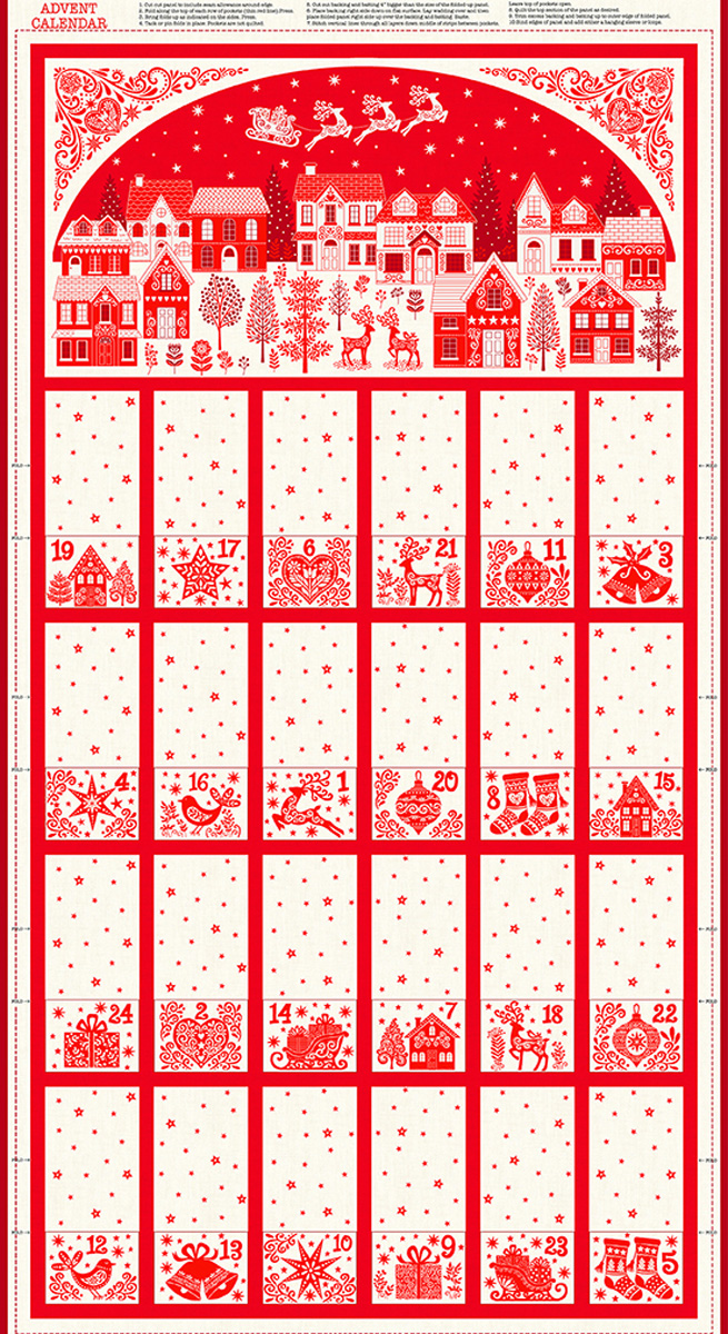Scandi Fold Up Red Advent Calendar Panel